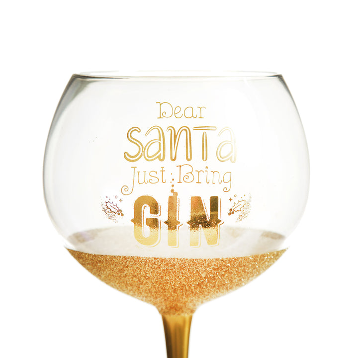 Dear Santa Just Bring Gin Large Christmas Wine Glass