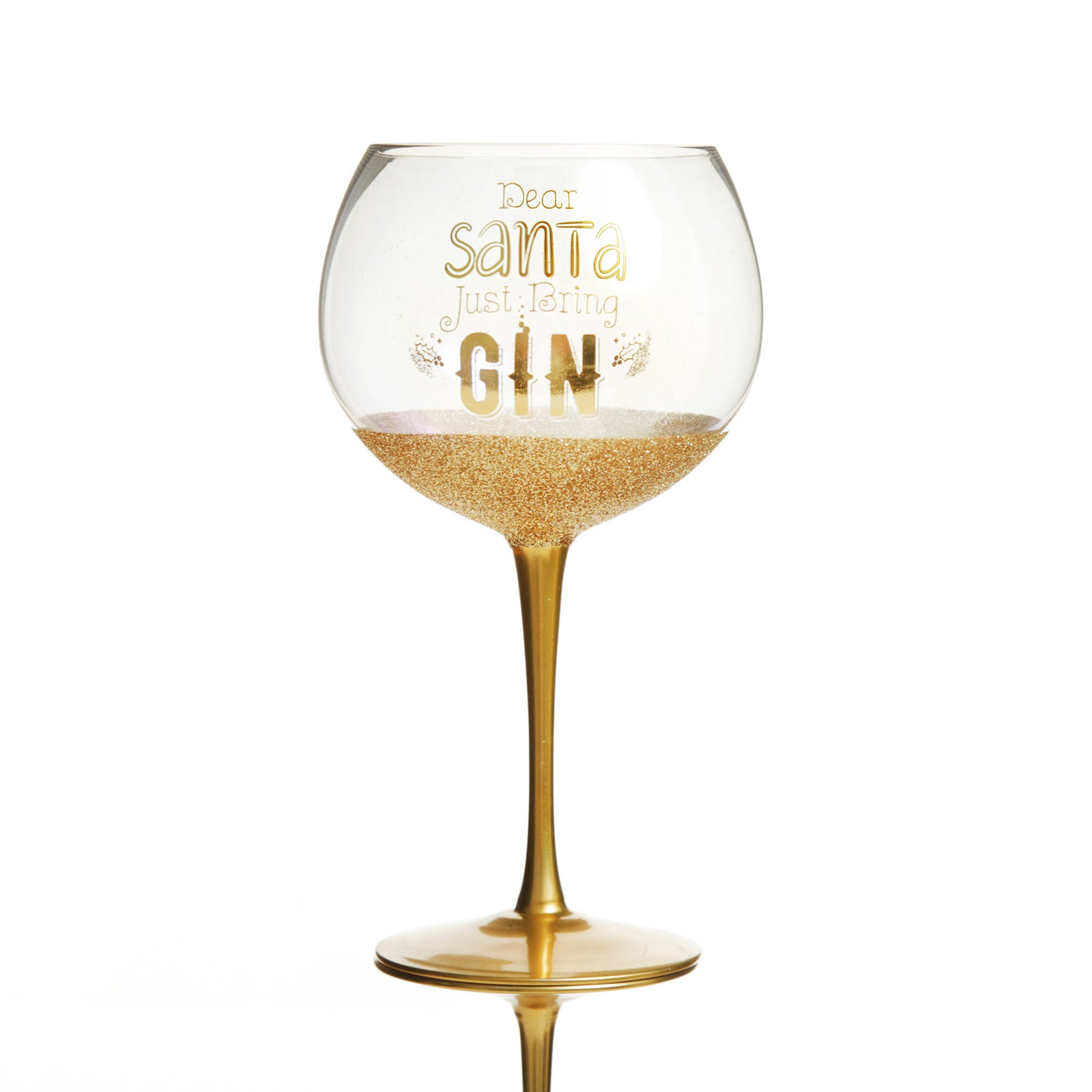 Dear Santa Just Bring Gin Large Christmas Wine Glass