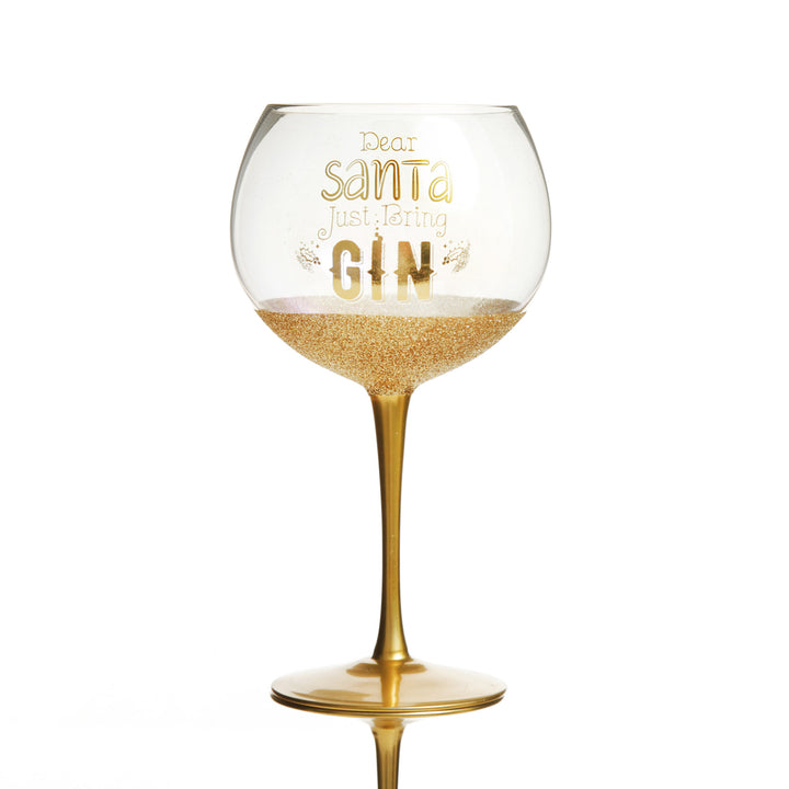 Dear Santa Just Bring Gin Large Christmas Wine Glass