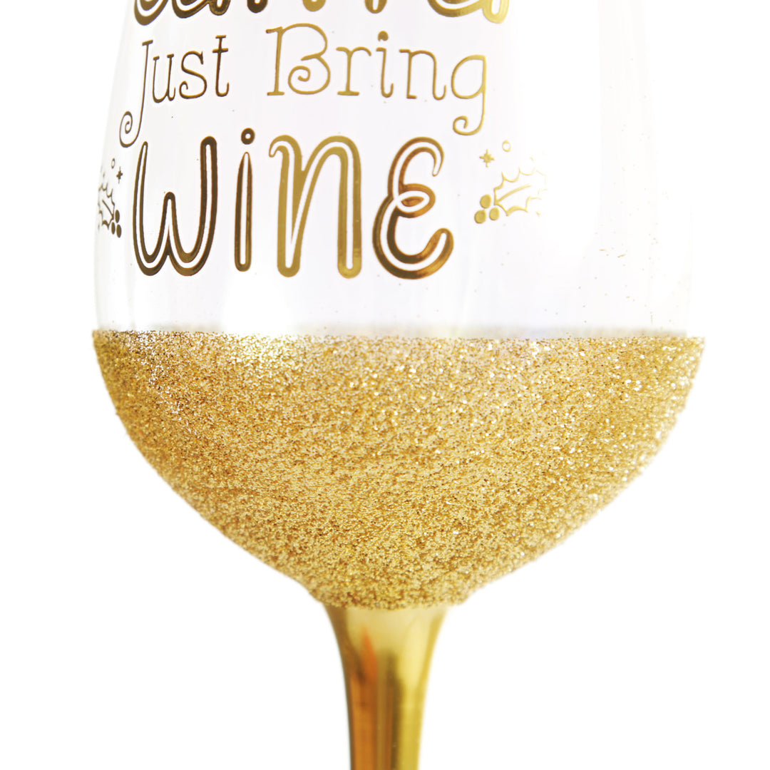 Dear Santa Just Bring Christmas Wine Glass