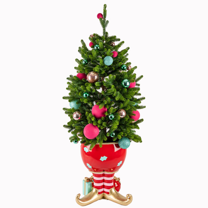 Decorated Light Up Christmas Tree in Whimsical Pot 138cm(h)