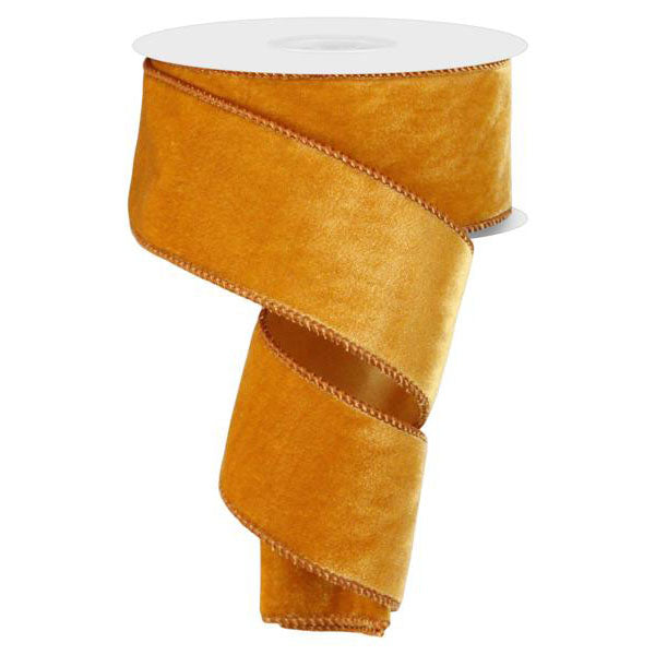 Deluxe Antique Gold Velvet & Satin Wired Ribbon - 6.3cm