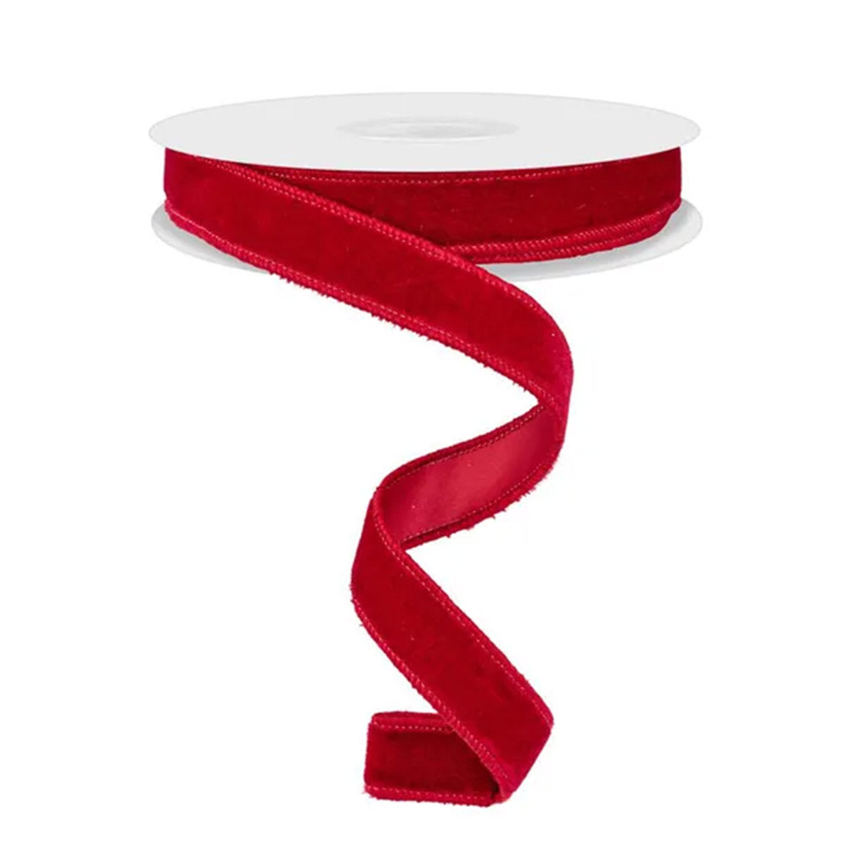 Deluxe Cranberry Velvet and Satin Wired Ribbon - 2.2cm
