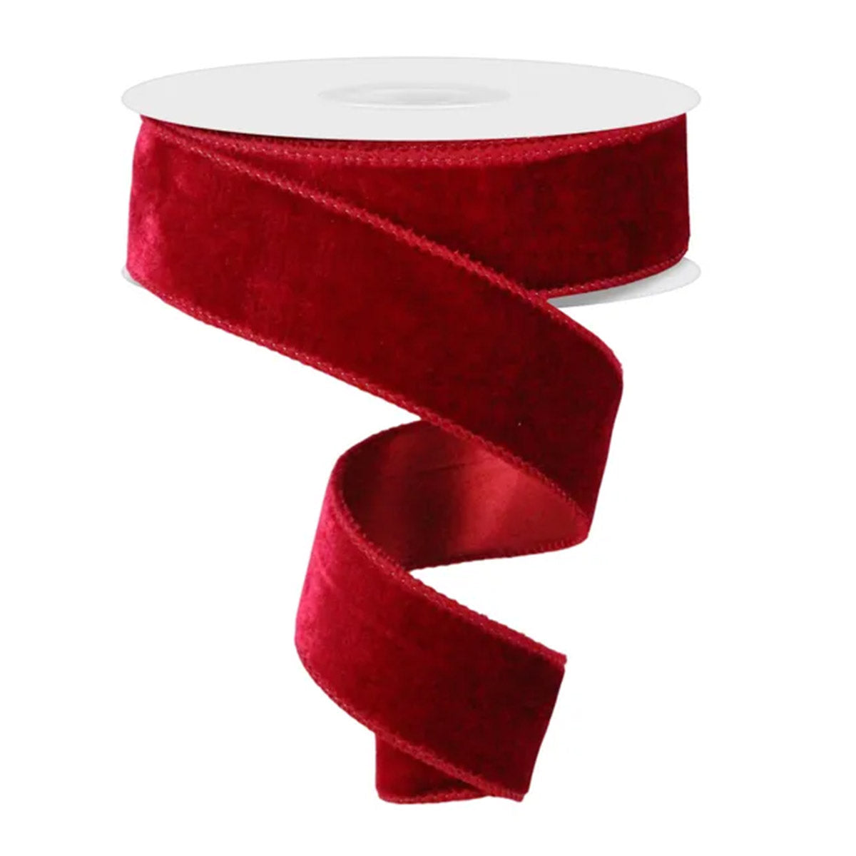 Deluxe Cranberry Velvet and Satin Wired Ribbon - 3.8cm