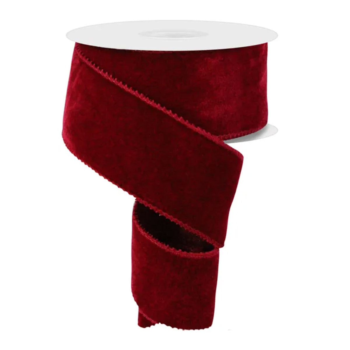 Deluxe Cranberry Velvet and Satin Wired Ribbon - 6.3cm