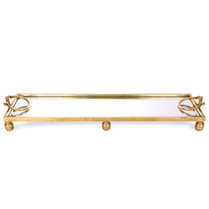 Deluxe Gold Pedestal Rectangle Table Centerpiece Mirror Tray - 94cm(W)