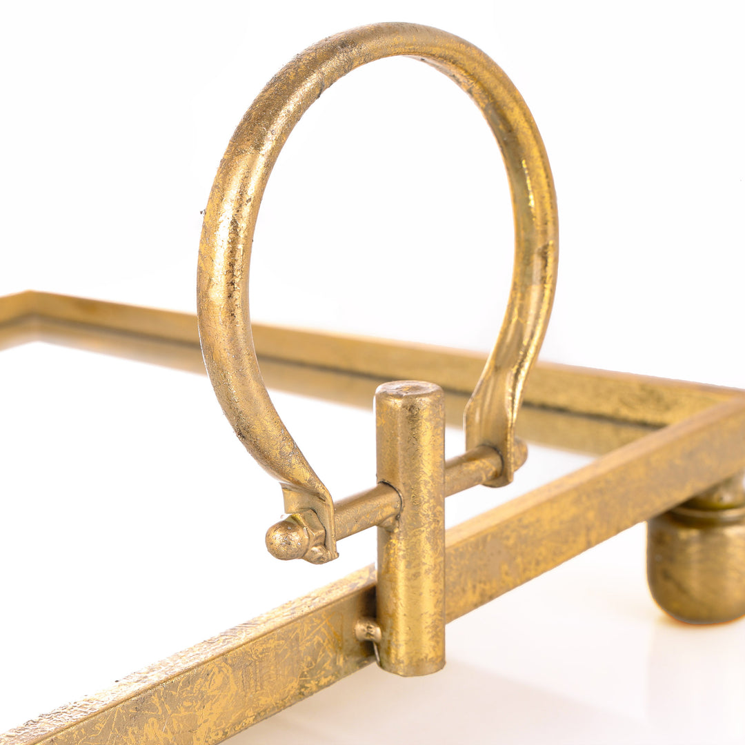 Deluxe Gold Pedestal Rectangle Table Centerpiece Mirror Tray - 94cm(W)