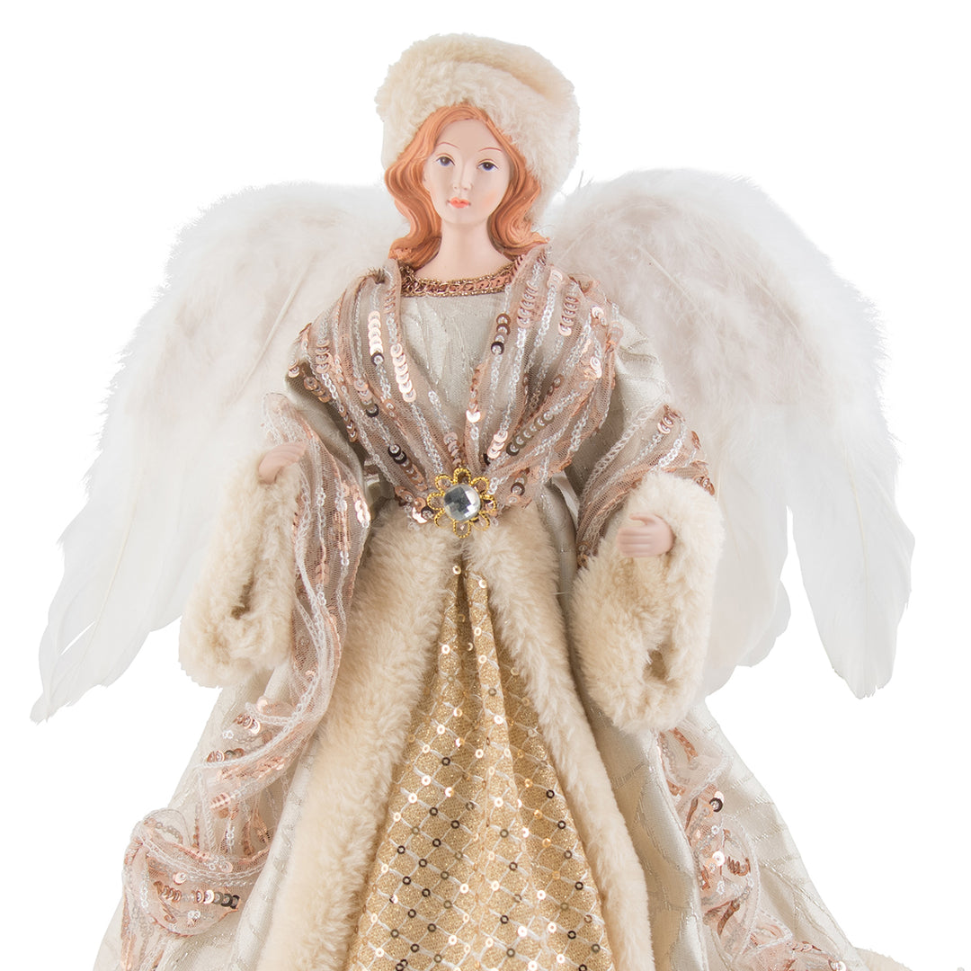Deluxe Gold Sequin Angel Tree Topper Ornament