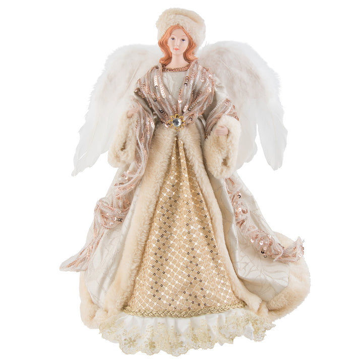 Deluxe Gold Sequin Angel Tree Topper Ornament