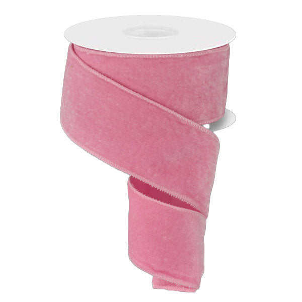 Deluxe Light Pink Velvet &amp; Satin Wired Ribbon - 6.3cm