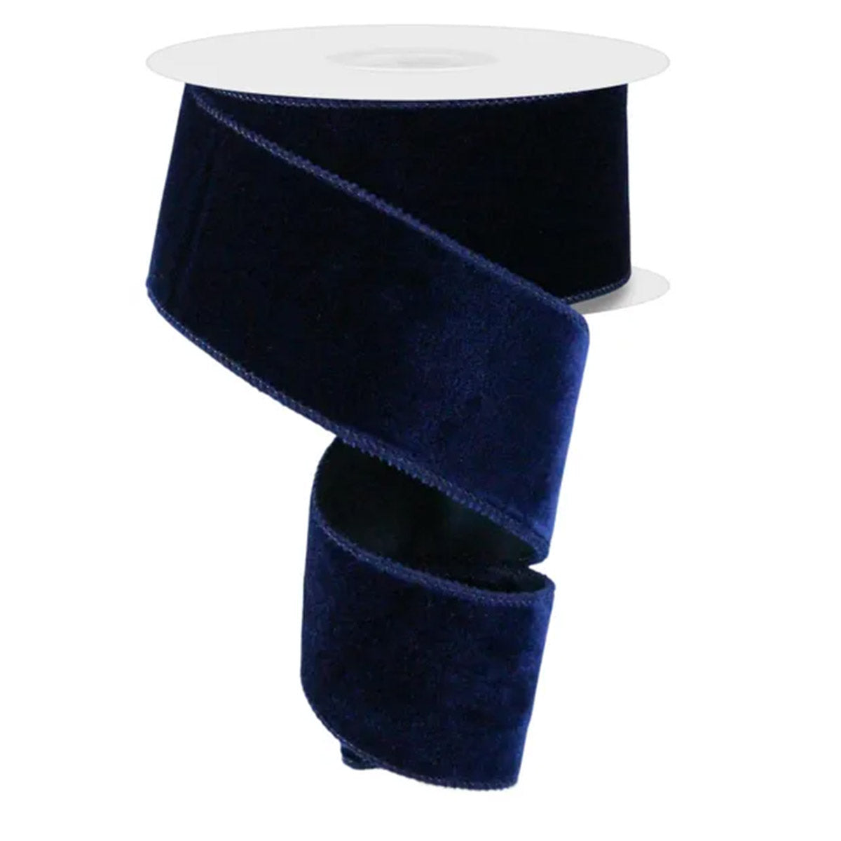 Deluxe Navy Blue Velvet and Satin Wired Ribbon - 6.3cm