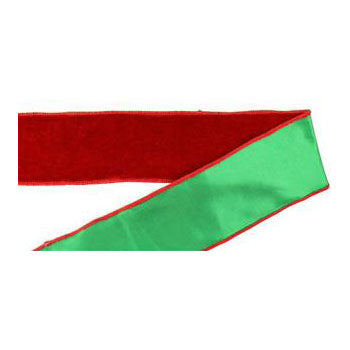 Deluxe Red & Green Velvet & Satin Wired Ribbon 