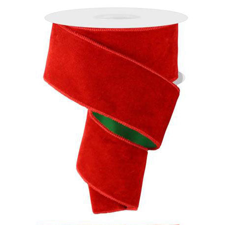 Deluxe Red &amp; Green Velvet &amp; Satin Wired Ribbon 