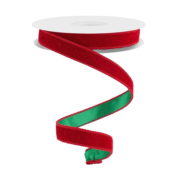 Deluxe Red &amp; Green Velvet &amp; Satin Wired Ribbon