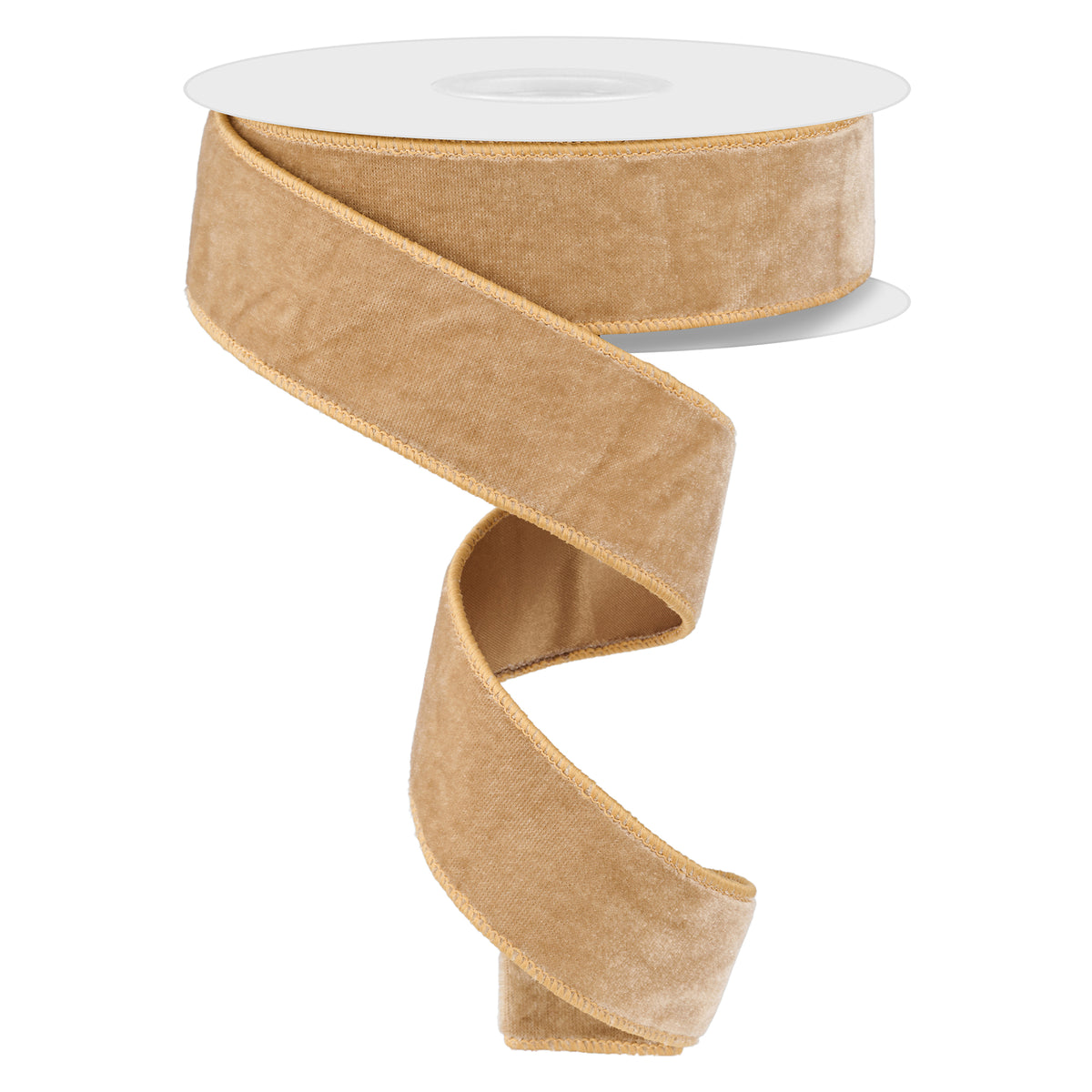 Deluxe Taupe Velvet & Satin Wired Ribbon - 3.8cm