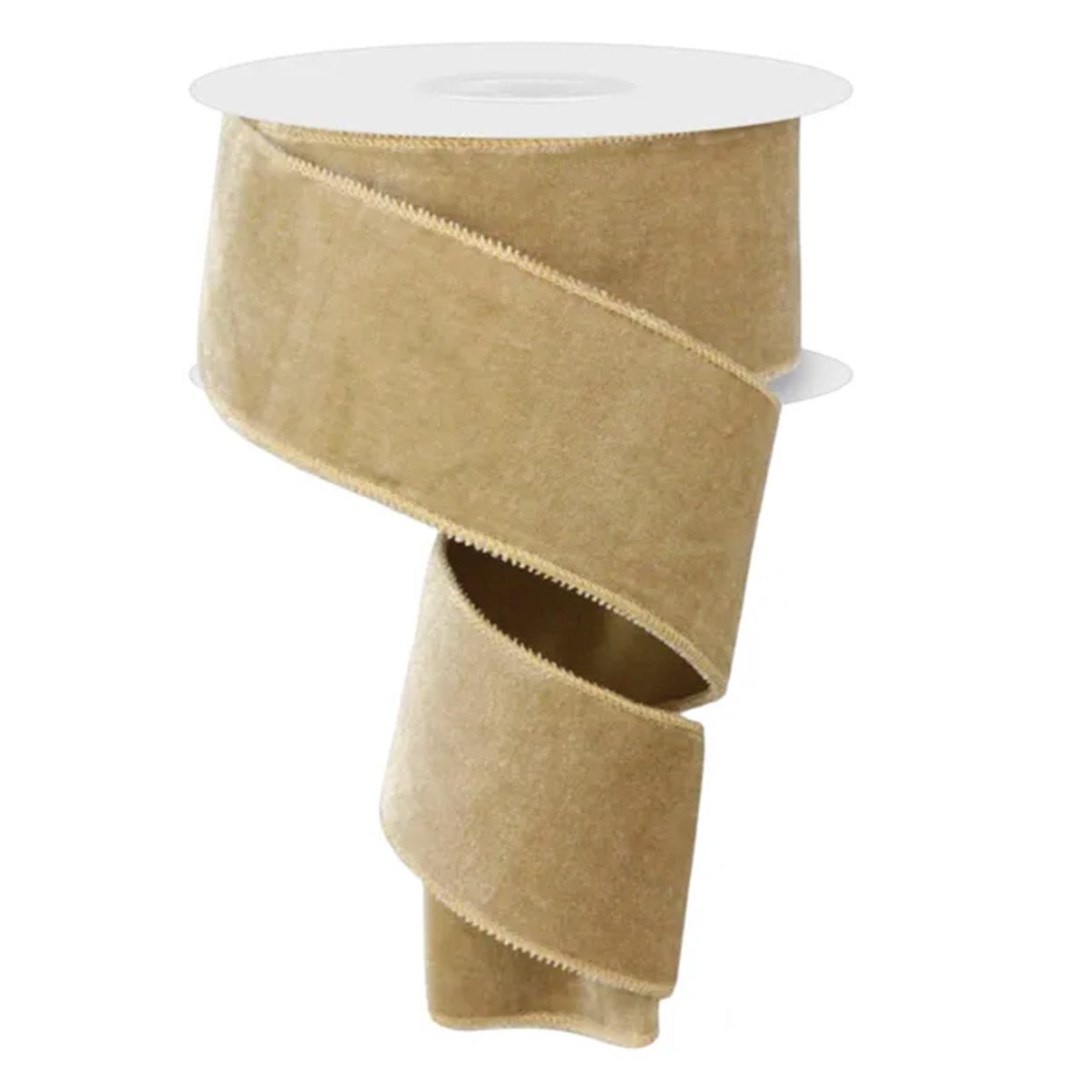 Deluxe Taupe Velvet and Satin Wired Ribbon - 6.3cm