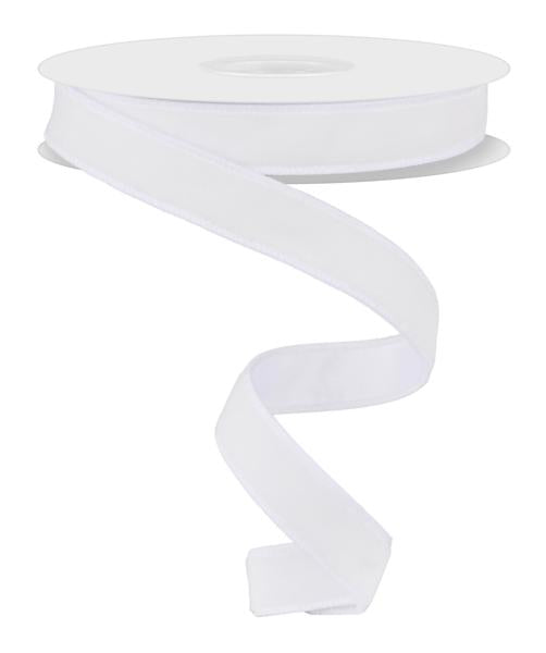 Deluxe White Velvet &amp; Satin Wired Ribbon