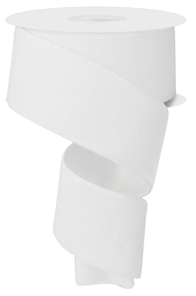 Deluxe White Velvet &amp; Satin Wired Ribbon