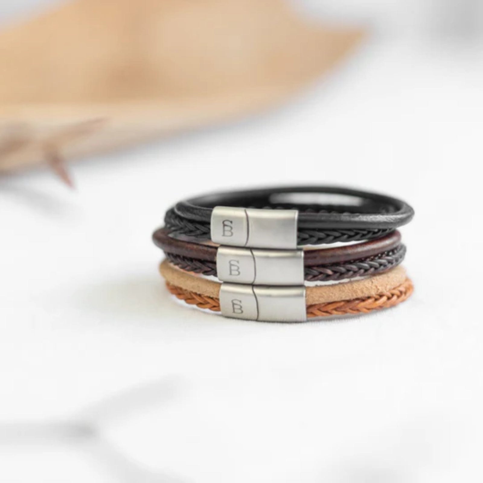 Denby-Black-double-stack-braided-leather-bracelet-LBD005