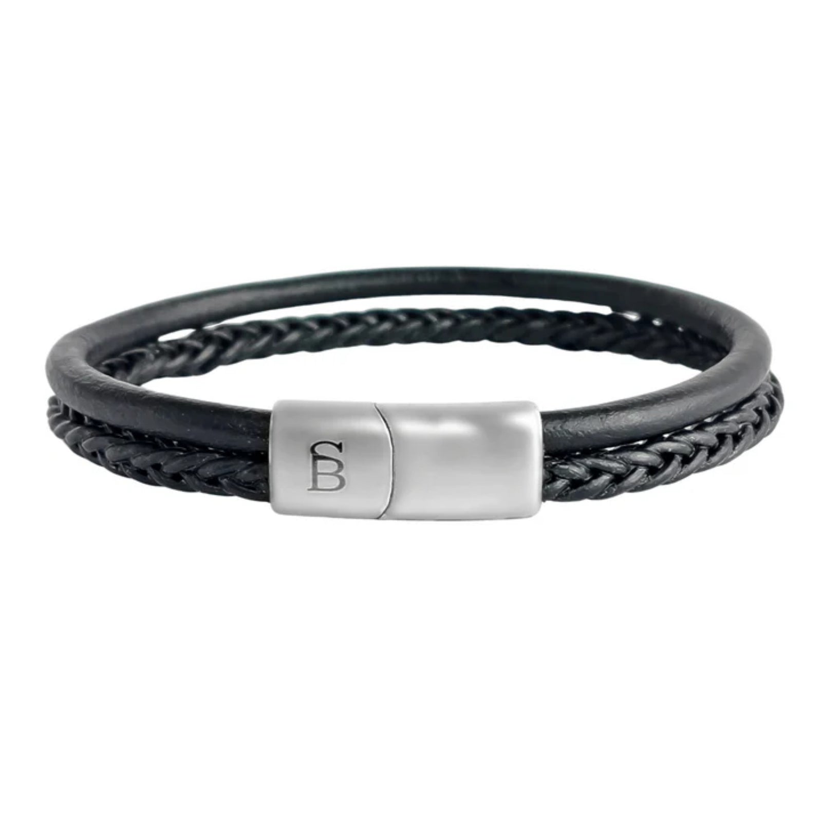 Denby-Black-double-stack-braided-leather-bracelet-LBD005