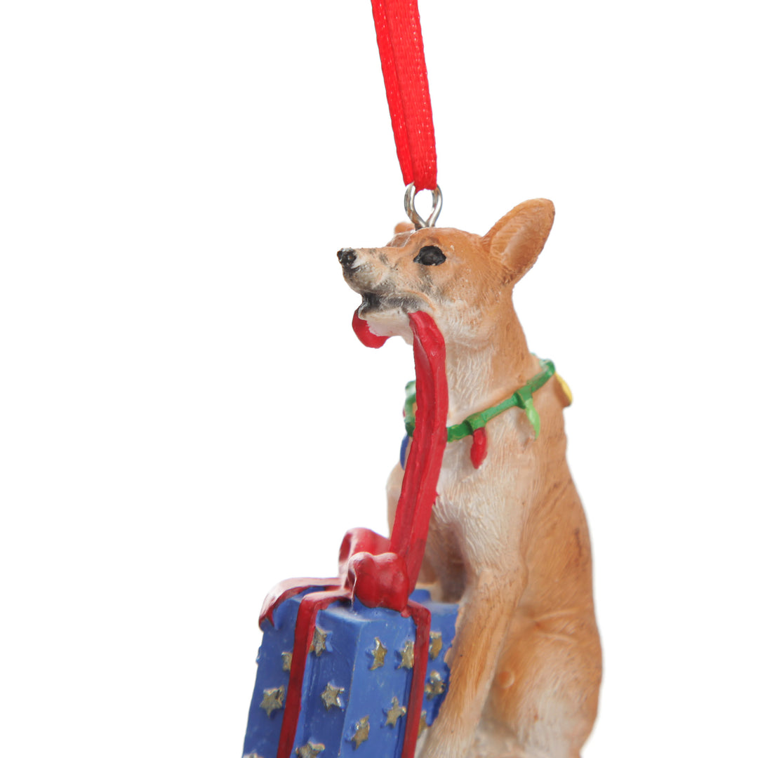 Dingo with Present Australiana Christmas Tree Decoration