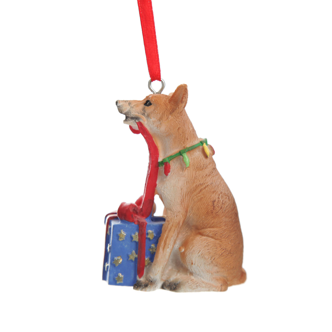 Dingo with Present Australiana Christmas Tree Decoration