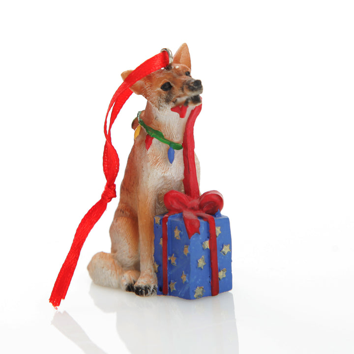 Dingo with Present Australiana Christmas Tree Decoration