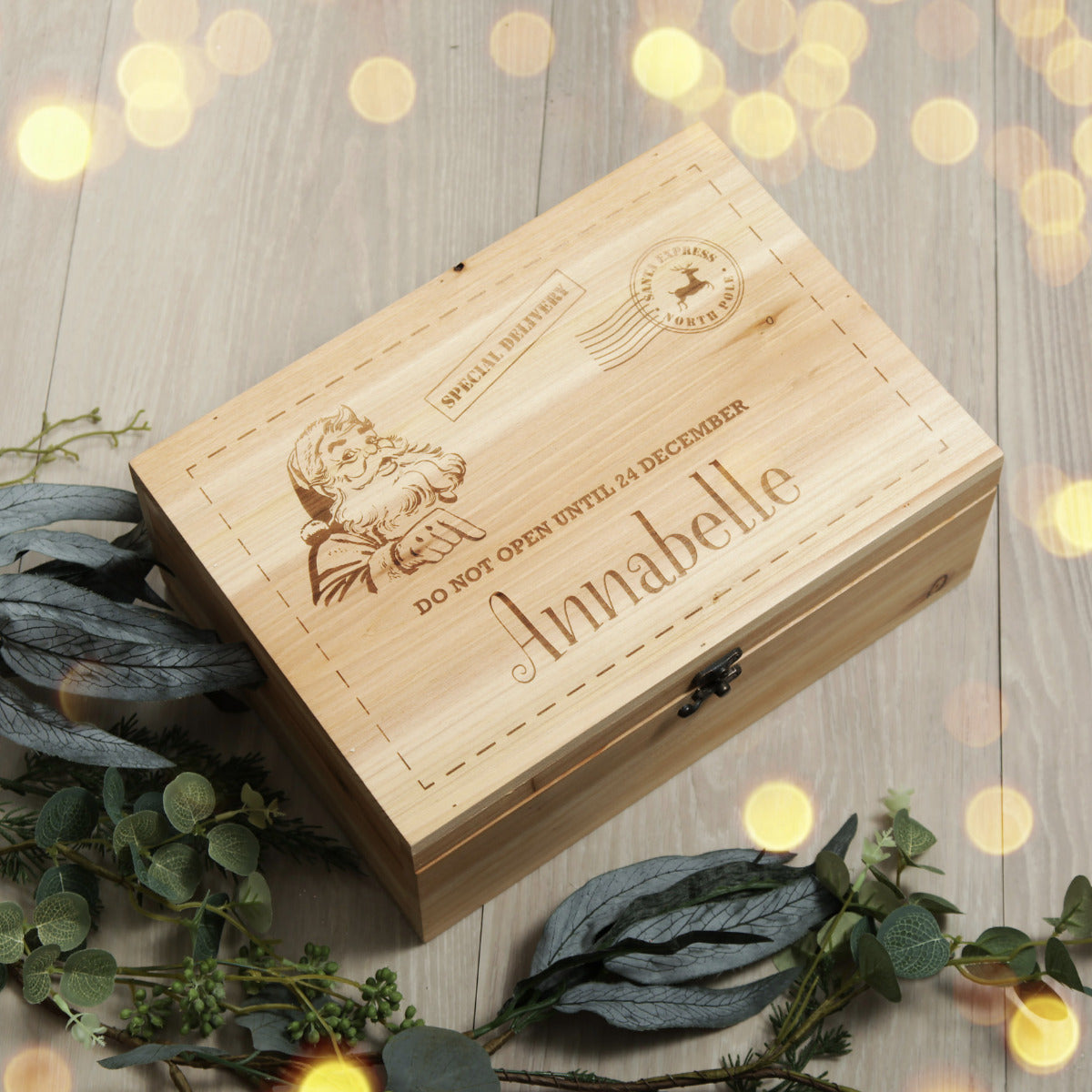 Personalised Do Not Open Wooden Christmas Eve Box