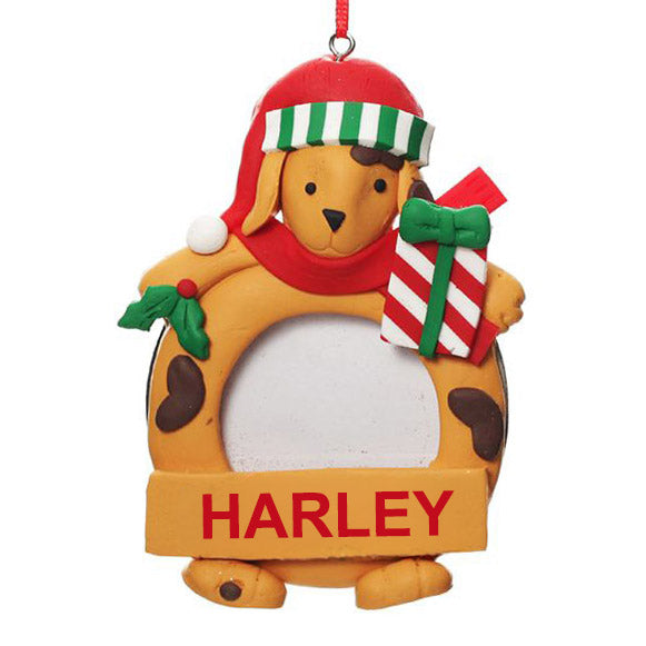 Personalised Christmas Dog Photo Frame Decoration