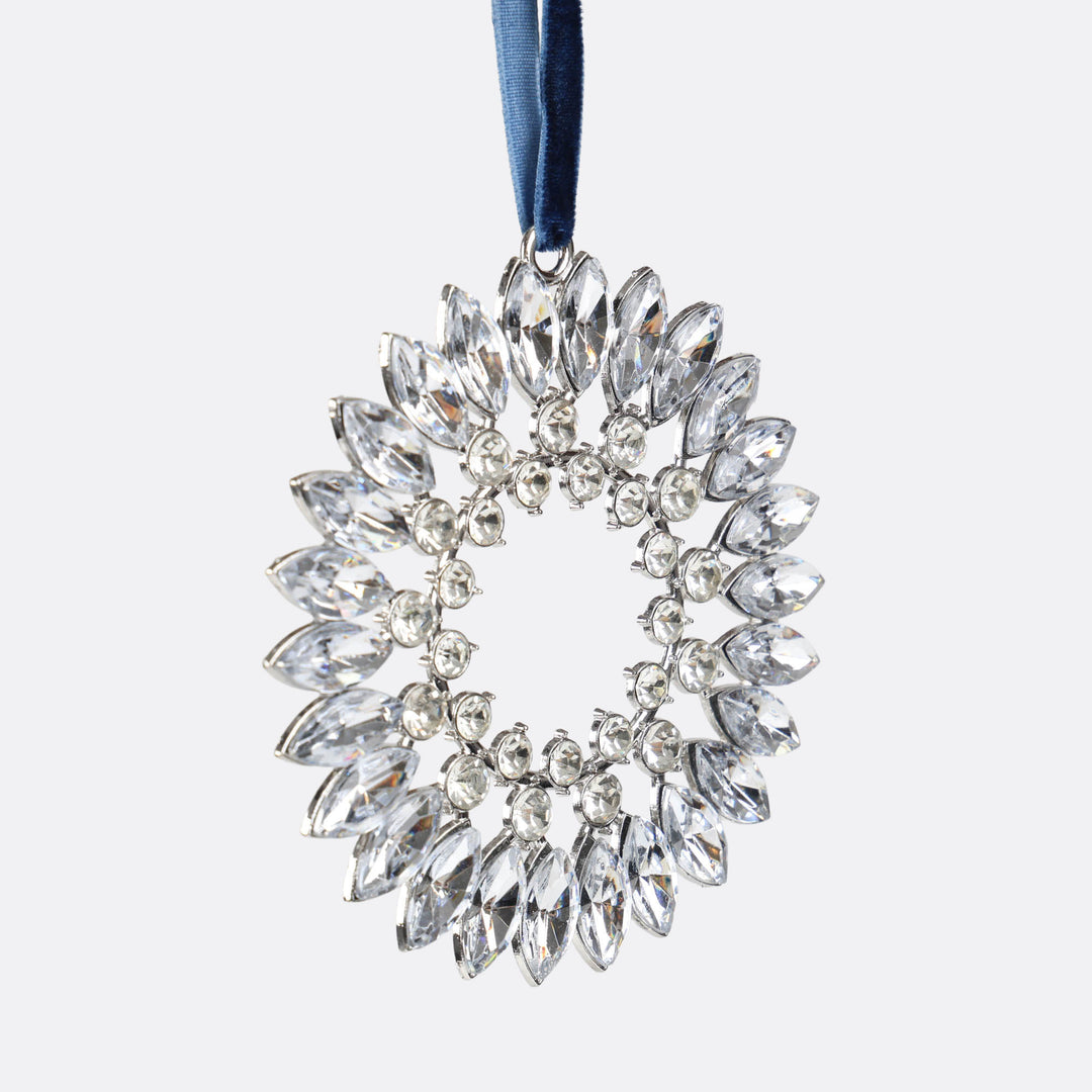 Double Ring Crystal Wreath Tree Decoration - 10cm