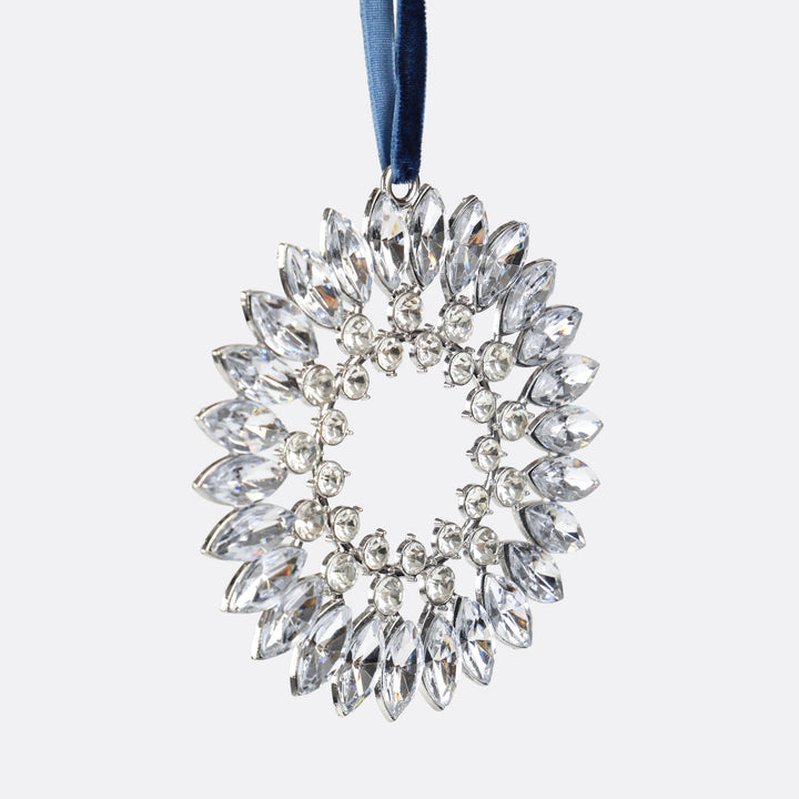 Double Ring Crystal Wreath Tree Decoration - 10cm