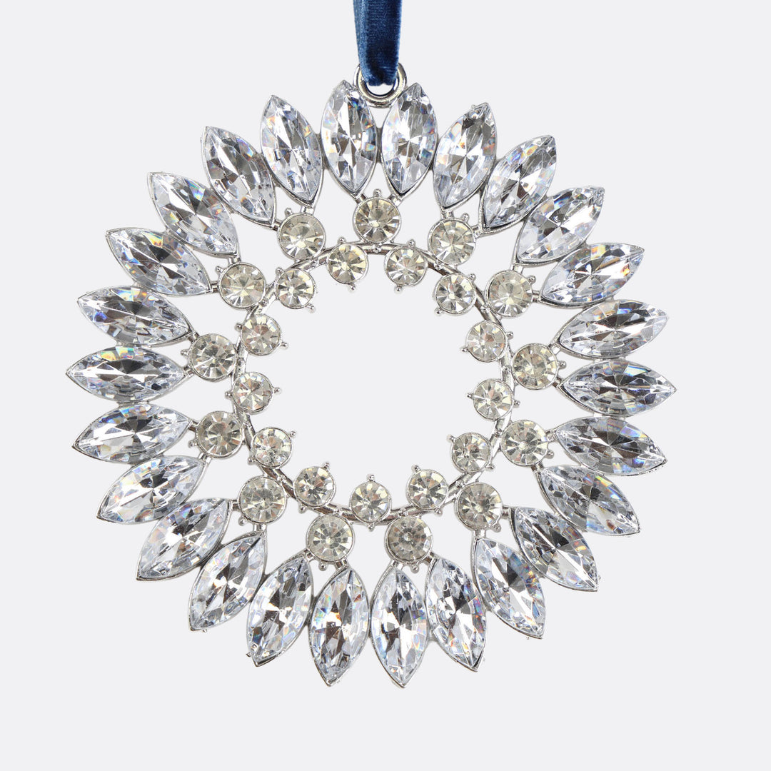 Double Ring Crystal Wreath Tree Decoration - 10cm