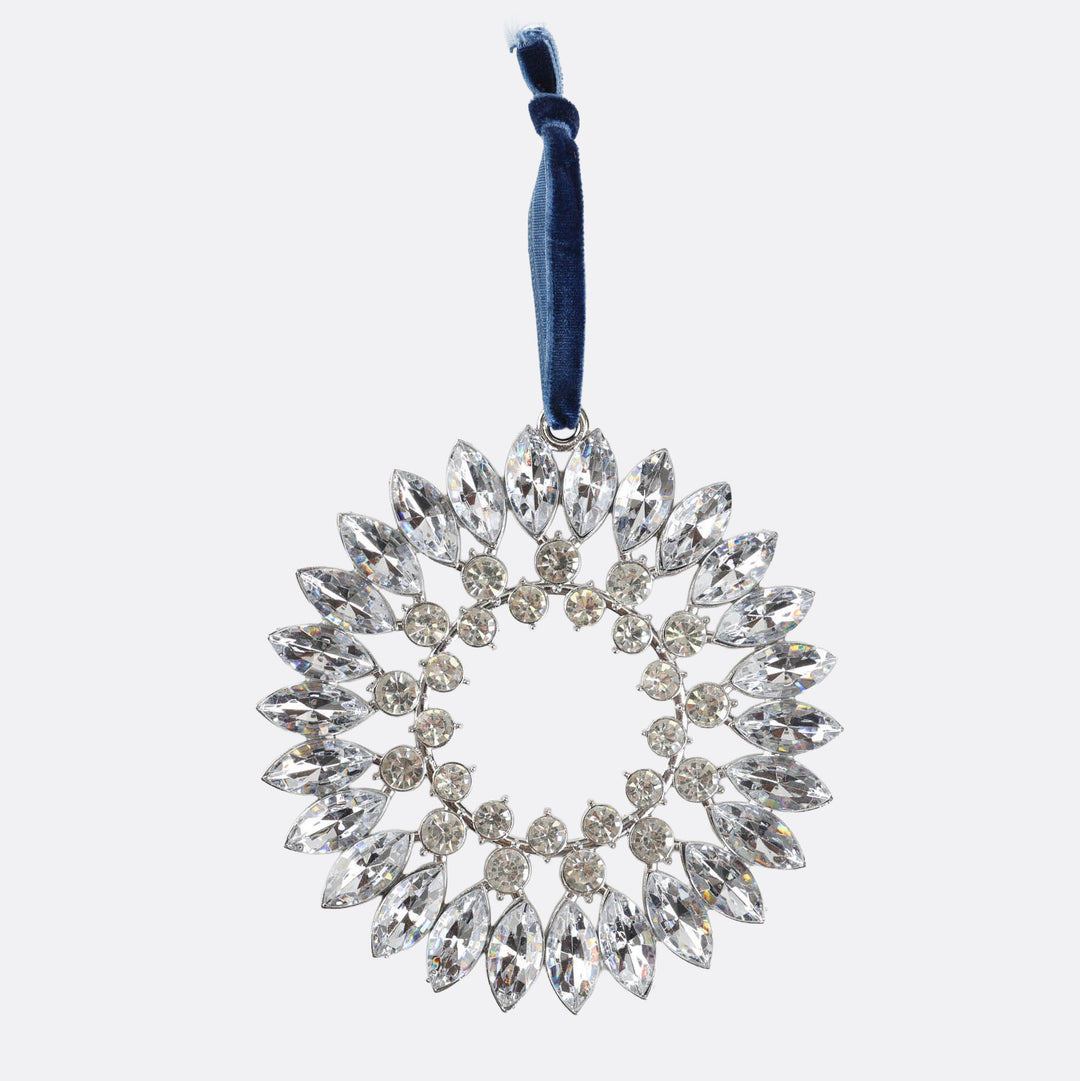 Double Ring Crystal Wreath Tree Decoration - 10cm