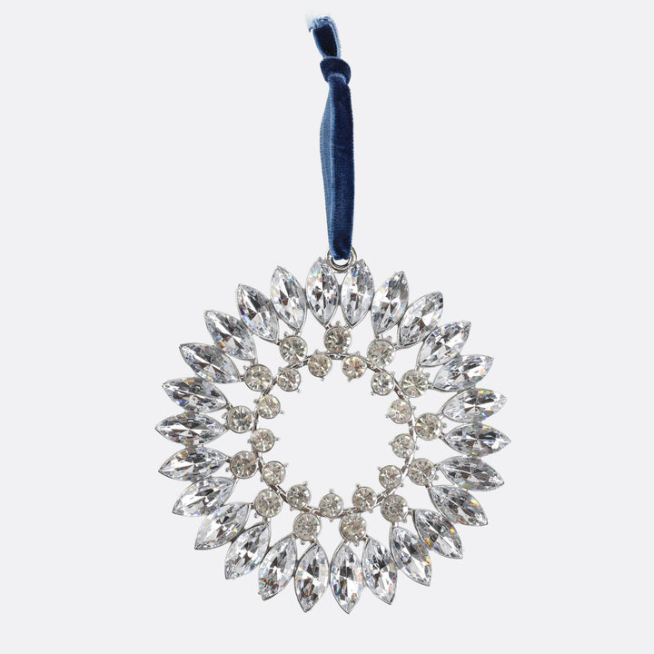 Double Ring Crystal Wreath Tree Decoration - 10cm