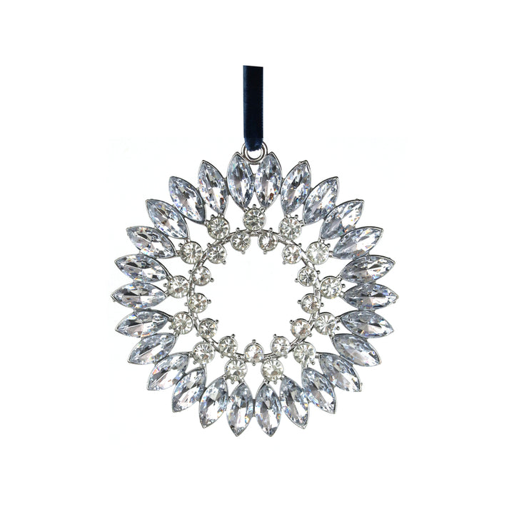 Double Ring Crystal Wreath Tree Decoration - 10cm