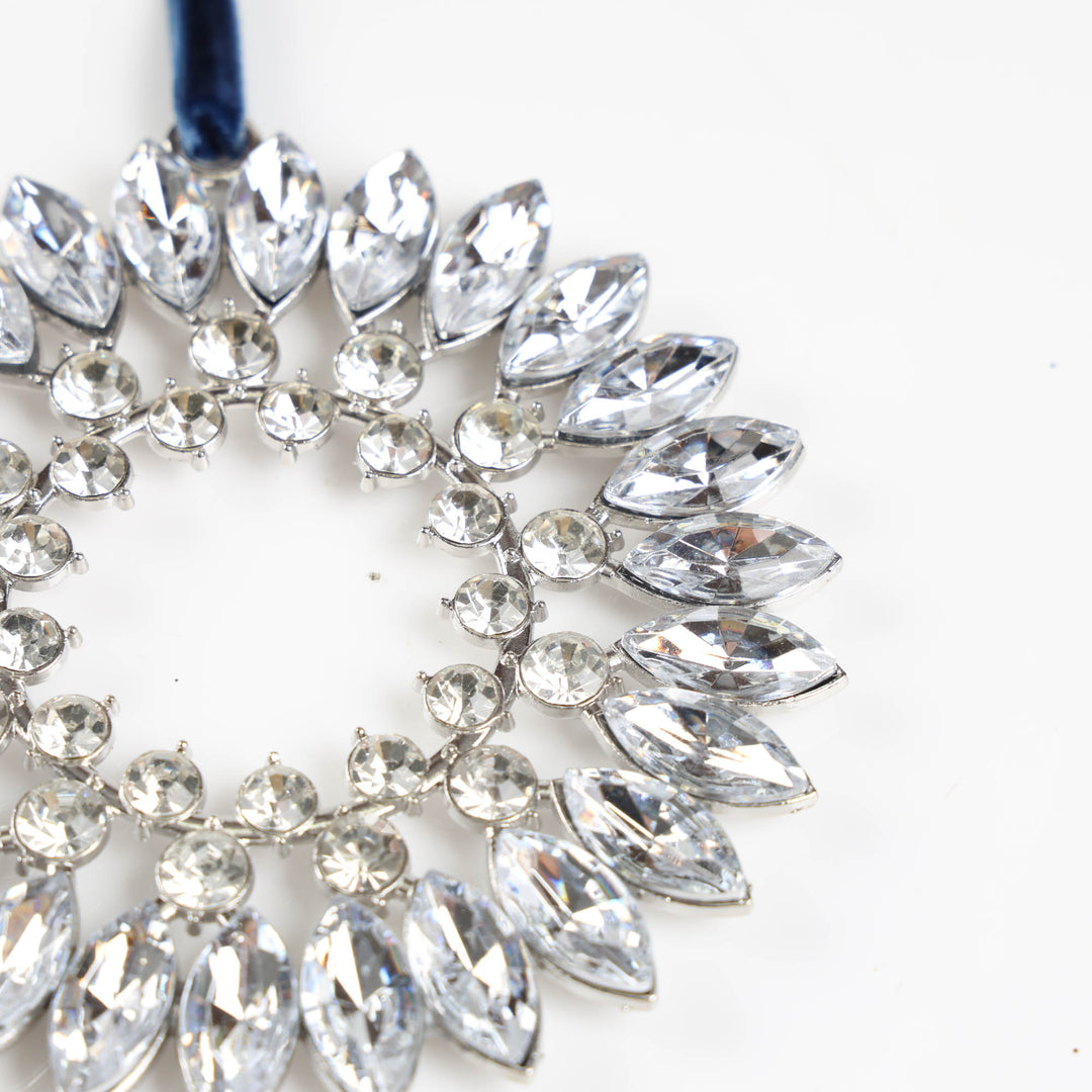 Double Ring Crystal Wreath Tree Decoration - 10cm