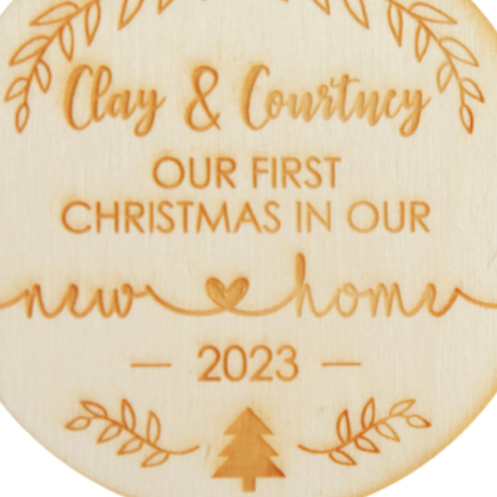 Our First Christmas New Home decoration etched detail