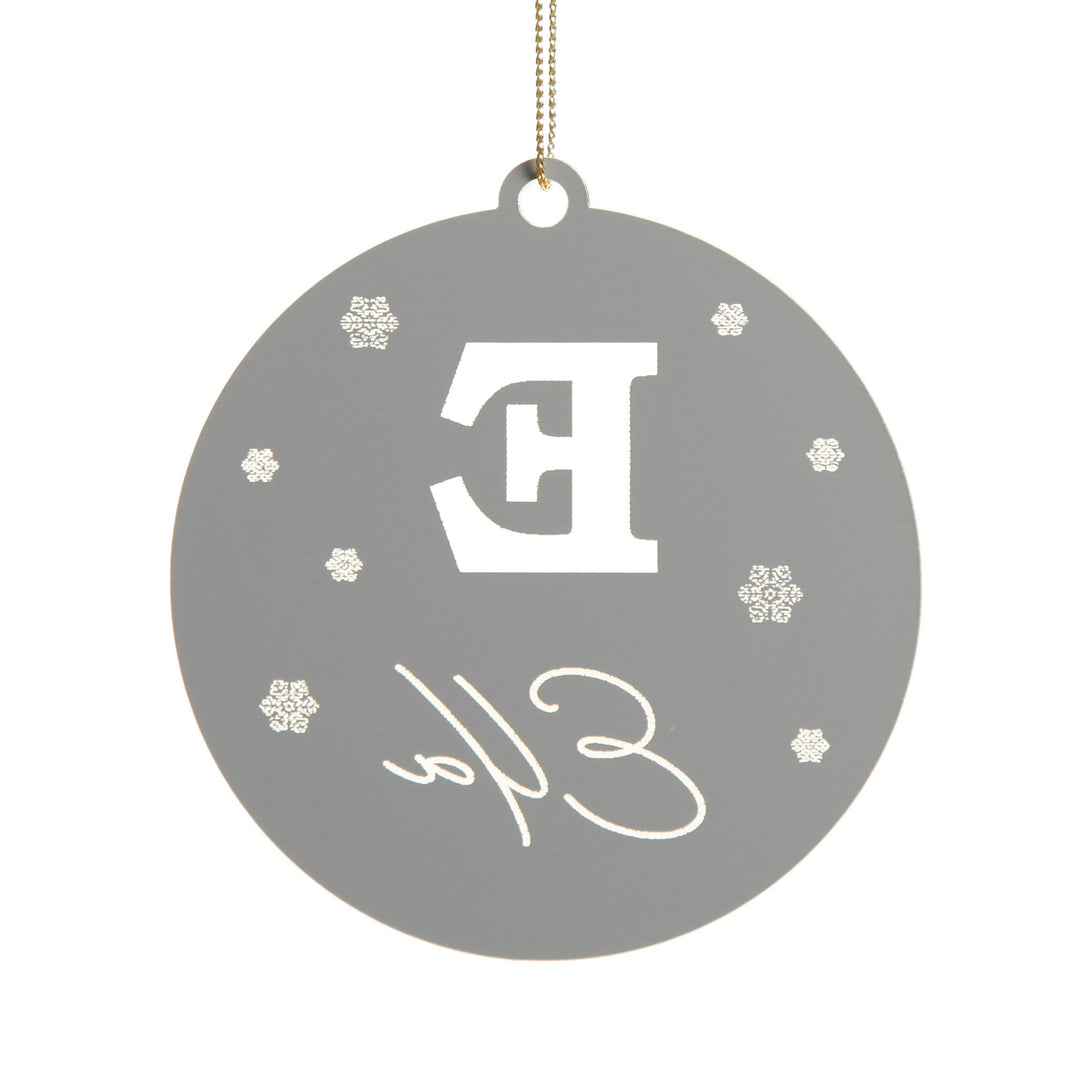 Monogram cutout decoration, back view