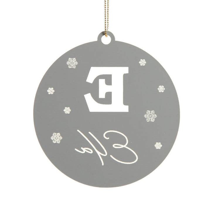Monogram cutout decoration, back view
