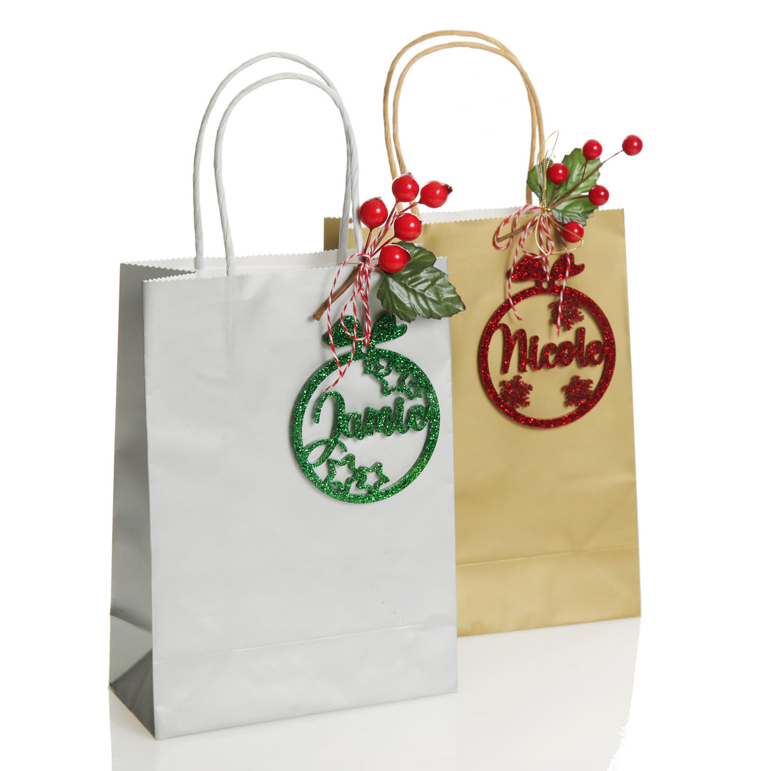 Group of Personalised Stars laser cut decorations with gift bags