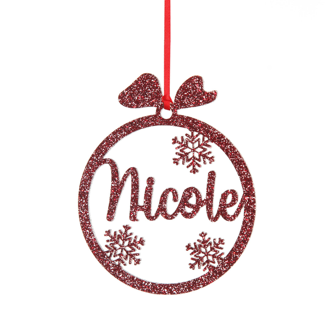 Personalised Snowflake laser cut decoration close-up