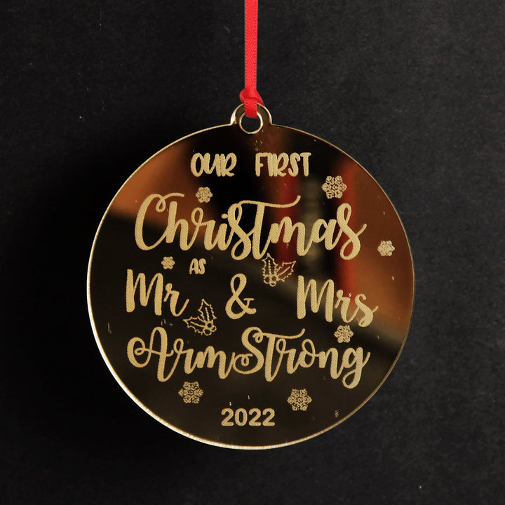 Our First Christmas as Mr and Mrs decoration styled