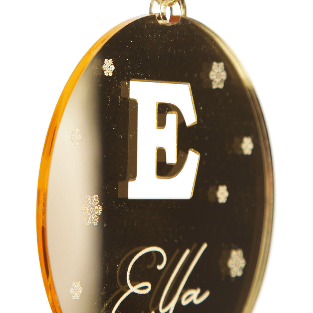 Monogram cutout decoration, side view