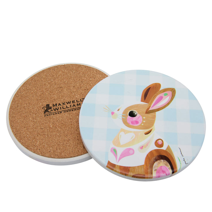Maxwell and Williams - Pete Cromer Barn Friends - Blue Bunny Ceramic Round Coaster 10cm