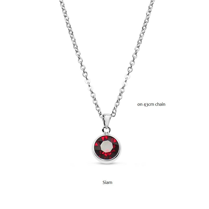 Siam Swarovski Stone in Rhodium - Chain Necklace