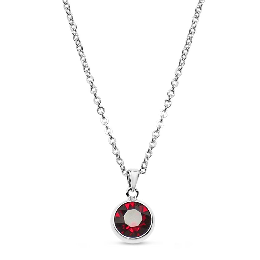 Siam Swarovski Stone in Rhodium - Chain Necklace
