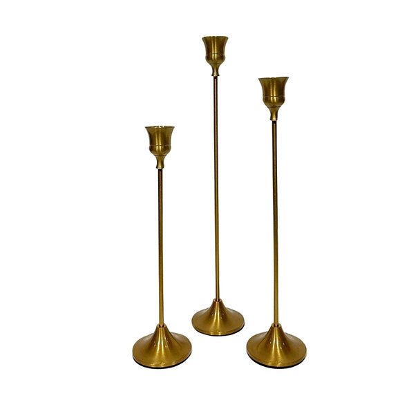 Brass Gold Candle Stick Holder Set of 3