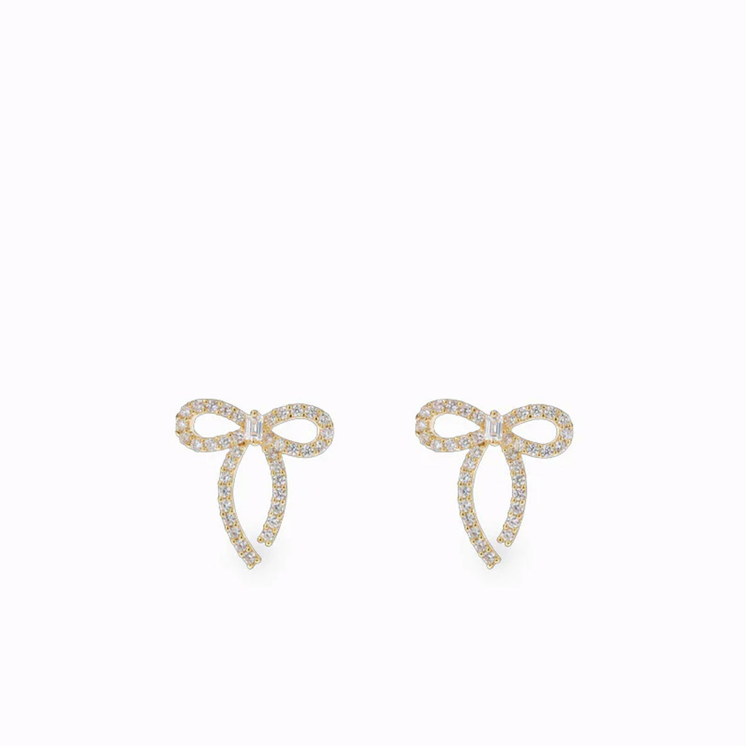 Earrings - Crystal Bows Gold - Studs