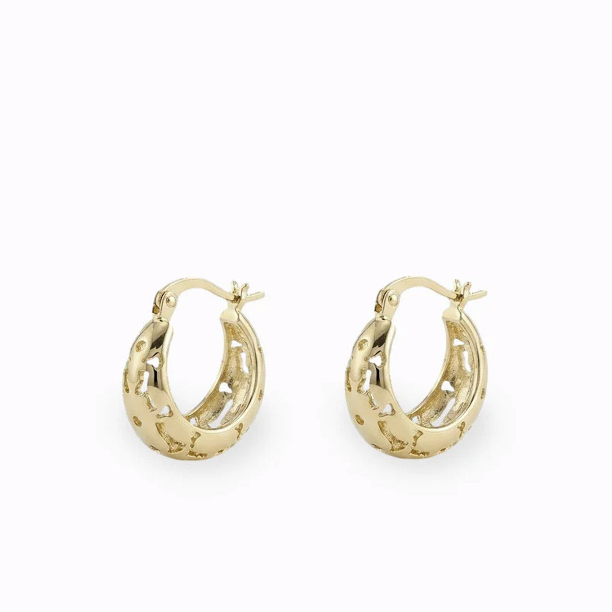 Earrings - Cubic Zirconia - Gold - Chunky Hoops