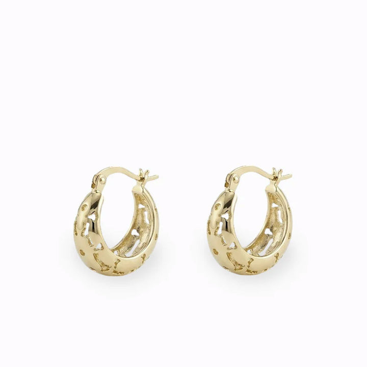 Earrings - Cubic Zirconia - Gold - Chunky Hoops